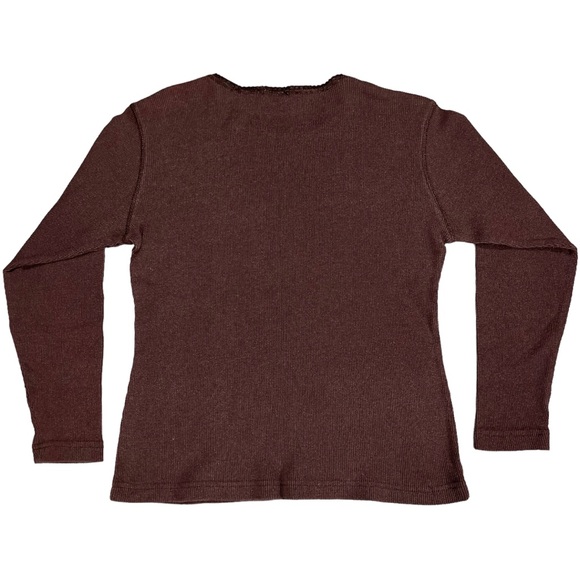 Basic Editions VINTAGE size small brown long sleeve shirt, velvet collar & bow - Picture 5 of 8